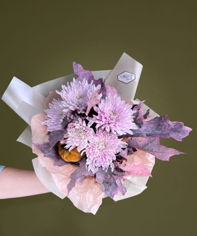 Buchet cu 5 crizanteme roz